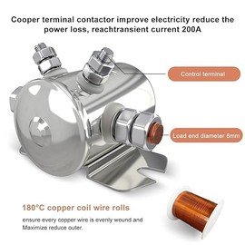 RAJBMT Max 300A 12 Volt Continuous Duty Solenoid Relay 4-Terminal for Golf Carts Heavy Duty Winch Marine in Rush SPST 12VDC 12V Solenoid Relay Nickel-Plating