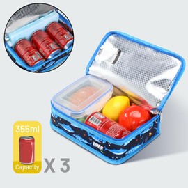 MIER Small Lunch Bag for Kids & Adults Compact Insulated Lunch Box Portable Thermal Mini Cooler for Work School Travel, Blue Shark