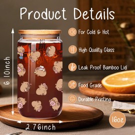 Qubereeree Capybara Gifts Cute Capybara Cup, Animal Lover Gifts for Women, Sister, Best Friend, Daughter, Graduation Friendship Birthday Gift for Capybara Lovers, Capybara Stuff, Cheer Up Cup