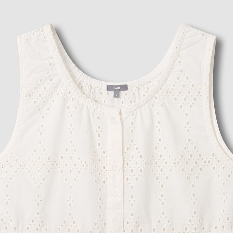 JAJU [JAJU] Girls Eyelet Sleeveless Blouse_Ivory