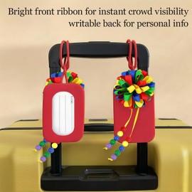 2 Pack Rainbow Luggage Tags for Suitcases - High Visibility Suitcase Identifiers with ID Name Card - Unique Ribbon Flower Bag Tags for Travel, Backpacks, and Cruise Essentials
