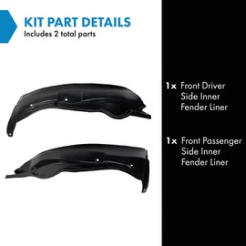 TRQ Front Inner Fender Liner Set Compatible with 2000-2005 Buick LeSabre GM1248128 GM1249128