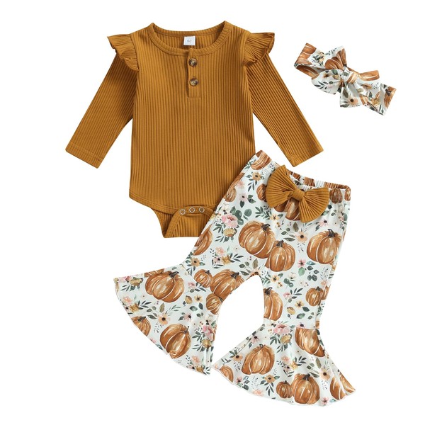 My First Halloween Baby Girl Outfit Rib Long Sleeve Romper