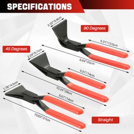 DASBET 3-Piece Hand Seamers Sheet Metal Tools Set, Sheet Metal Bending Pliers Set Straight, 45° and 90° Metal Bender Tools for Bending and Flattening Sheet Metal
