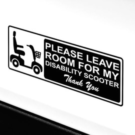 Please Leave Room for My Disability Scooter Car Sticker, Disabled Car Stickers, Mobility Scooter Stickers, Disabled Awareness Window Bumper Vinyl Sticker Decal (200mm x 70mm (LxH))