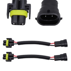 HUIQIAODS H11 H8 Ceramic Wiring Harness Female Adapter Socket Plug for Fog Light Headlight (H11 H8 Male and Female Connector)