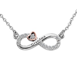 KunBead Grandma Infinity Rose Gold Tone Love Heart Birthday Pendant Womens Necklace from Granddaughter
