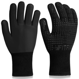 FITFIV BBQ Gloves 1472°F Heat Resistant Gloves, Silicone Non-Slip Kitchen Oven Mitts, Suitable for Grilling, Baking, Cooking, Outdoor Camping (Black)