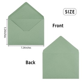 200 Pieces Sage Green A7 Envelopes Greeting Card Envelopes 5.24 x 7.24 Inches for 5 x 7 Wedding Invitation Cards, Greeting Cards, Birthday Baby Shower Invitations