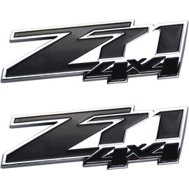2Pcs Z71 4x4 Emblems 3D Badge Decal Nameplate Compatible with Chevy Silverado (Chrome Black)