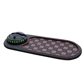 Alwodici Multifunctional Car Anti Slips Pad Vehicle-Mounted Anti-Slip Mat with Phone Holder Non Slip Cars Dashboard Mat With A Temporary Parking Number Rotating Car Phone Holder (Brown)