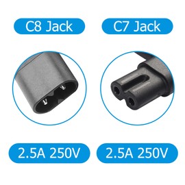 YACSEJAO IEC320 C7 to C8 Right Angle Adapter 2PCS 250V 2.5A Figure 8 IEC 320 C7 to C8 90 Degree Vertical AC Converter for Laptops Printers Scanners (Right angle)