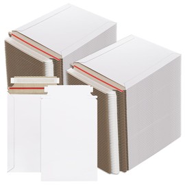 Kingrol 100 Pack 6 x 8.7 Inch Self-Seal Rigid Mailers, Stay Flat Cardboard Envelopes for Photos, CDs & Documents - Tear-Resistant and Lightweight