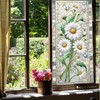 HOMETITUTE Floral Daisy Window Privacy Film Stained Glass Window Film