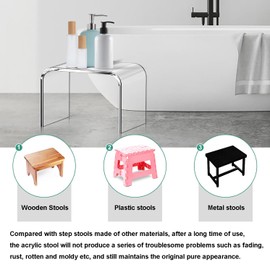 Step Stool for Kids, Acrylic Stool, Acrylic Step Stool for Adults, Small Step Stool, 12 Inches Acrylic Stool Bathroom, Clear Step Stool, Toilet Stool, Plant Stand, Foot Stool (Common（2 Pack）)