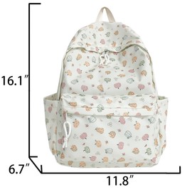 kakarin choyx Kawaii Casual Printed Preppy Backpack 16.2 Inch Cute Japanese Stylish Lightweight Travel Bag For Women Beige almond