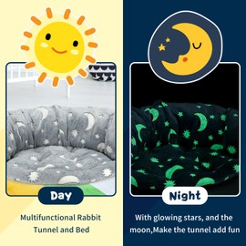 BWOGUE Bunny Tunnel Bed, 2-in-1 Collapsible Tunnel Tubes Toys with Removable Mat Hideout for Cats Kittens Rabbits Guinea Pigs Kitty