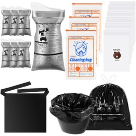 5-Piece Set Disposable Urinal Bags Pee Bags Vomit Bags Portable Combination, Car Vomit Bag, Commode Liners, Disposable Car Trash Bags for Car Camping, Road Trip/Camping Essentials for Men Women Kids