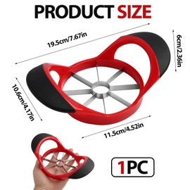 Apple Corer and Slicer - Stainless Steel Fruit Cutter, Ergonomic Rubber Handle, Easy Grip, 8 Sharp Blades for Quick Slicing,for Apples and Pears, Dishwasher Safe, Kitchen Tool for Home Use