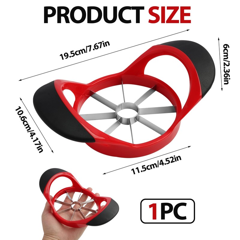 Apple Corer and Slicer - Stainless Steel Fruit Cutter, Ergonomic