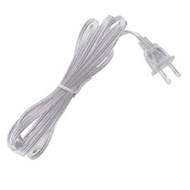 B&P Lamp® Clear Silver Lamp Cord, 12 Foot Long SPT-1 Wire, UL Listed