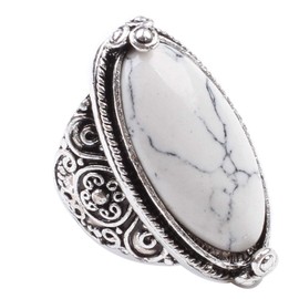 LadayPoa Women's Oval Alloy Large Two Cubic Zircon Ring White Size 6