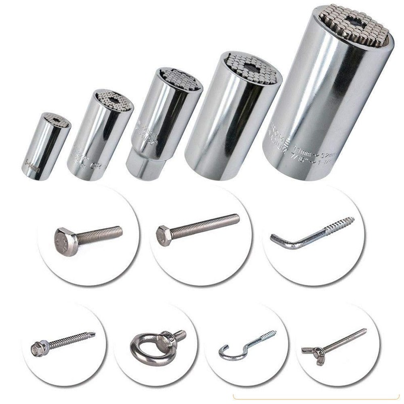 BE-TOOL Socket Wrench Universal Socket Set Drill Adapter Self Adjusting