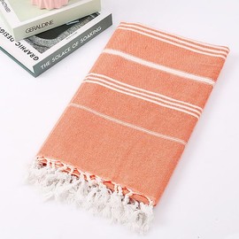 CHENGZI Non-stick fringe beach towel quick-drying bath towel shawl (Orange)
