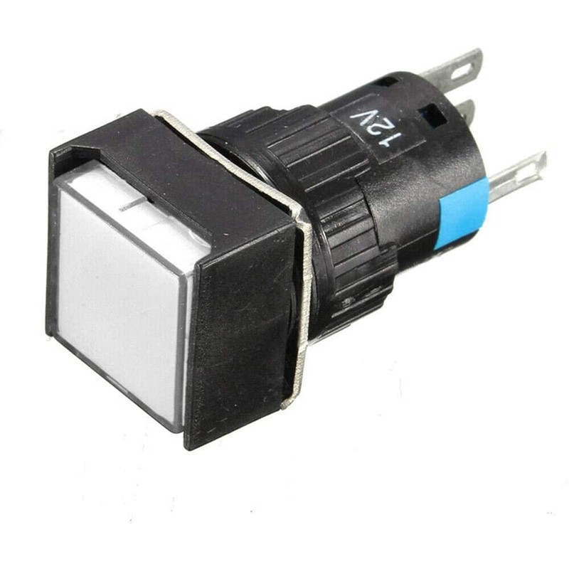 12V Rectangular Reset Switch Momentary Push Button Switch 16mm Car