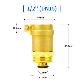 ERGAOBOY 2Pcs Brass Automatic Air Vent Valve, 1/2" BSP Air Release Valve Bleed Air in Heating System for Solar Water Heater and HVAC System