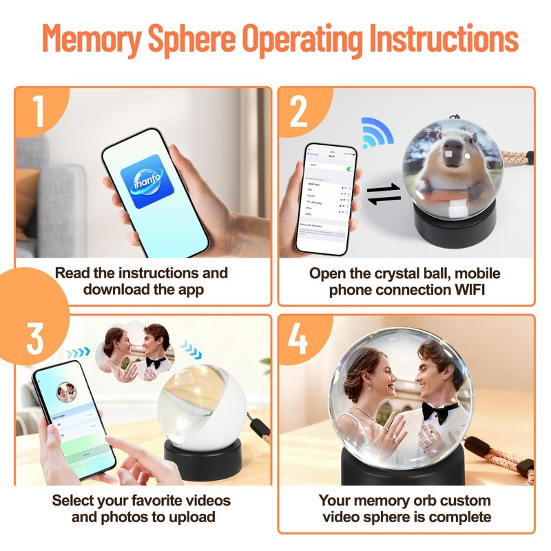 Memory Sphere Ball–Wi-Fi Crystal Video Orb for Photos & Videos