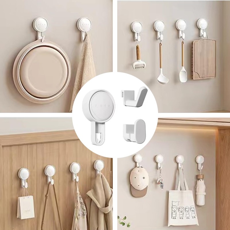 FUZVOL 6 Pack Suction Hooks,Vacuum Suction Cup Hooks, Bathroom Kitchen