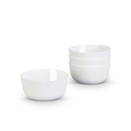 LaGlint 25OZ White Opal Glass Cereal and Soup Bowl Set of 4, 6 inch Dishwasher & Microwave Safe Round Bowls for Cereal, Soup, Salad and Rice