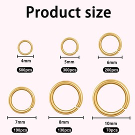 DOETYD 1390 Pcs Jump Rings Boxed Gold Round Hoops Metal Ring for Jewelry Making DIY Craft Making Such as Bracelet Pendant Necklace Earring