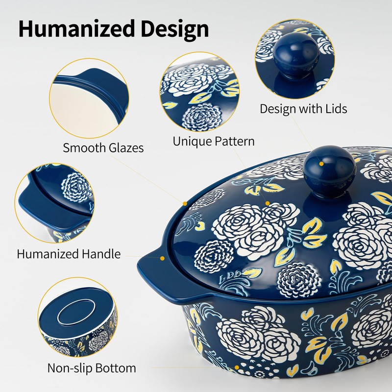 Ceramic Casserole Dish With Lid, Casserole Dishes for Oven, Baking