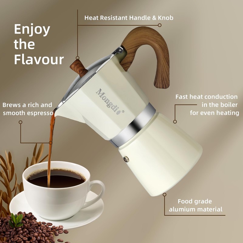 Mongdio Stovetop Espresso Maker Moka Pot, Cuban Coffee Maker Stove