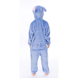 FunnyCos Unisex Kids Hooded Animal Onesie Supersoft Flannel Costume Pajamas Fancy Dress Playsuit Jumpsuit Blue Stitch 120