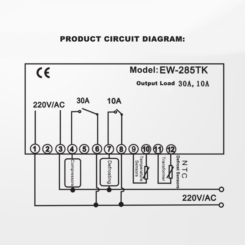 Touch Smart Thermostat Dual Display Digital Refrigeration Defrost Temperature Controller