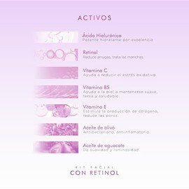 PUREZA NATUR Kit Serum facial Acido Hialurnico, Vitamina C y Retinol anti edad  Paquete completo de serum para el cuidado de la piel, hidratacin y... 