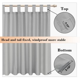 BONZER Wide Outdoor Curtains for Patio Waterproof, Privacy Tab Top Outside Curtains for Porch, Pergola, Cabana, Gazebo, Deck, 1 Panel, 100x95 Inch, Silver