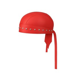 Sheep Leather Skull caps in Black Sweat Head Wraps Studded Skull Cap Bandana Style in Real Do Du Rag Leather Doo Rag Motorcycle Biker Cap Red ICE Club Shop