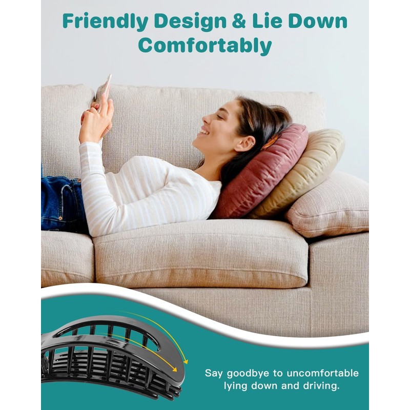 5 PCS Flat Round Hair Claw Clips for Women &