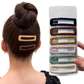 6-Piece Square Snap Hair Clips, Rectangle Hair Accessories, Hair Styling Tools (6 Colors Available)