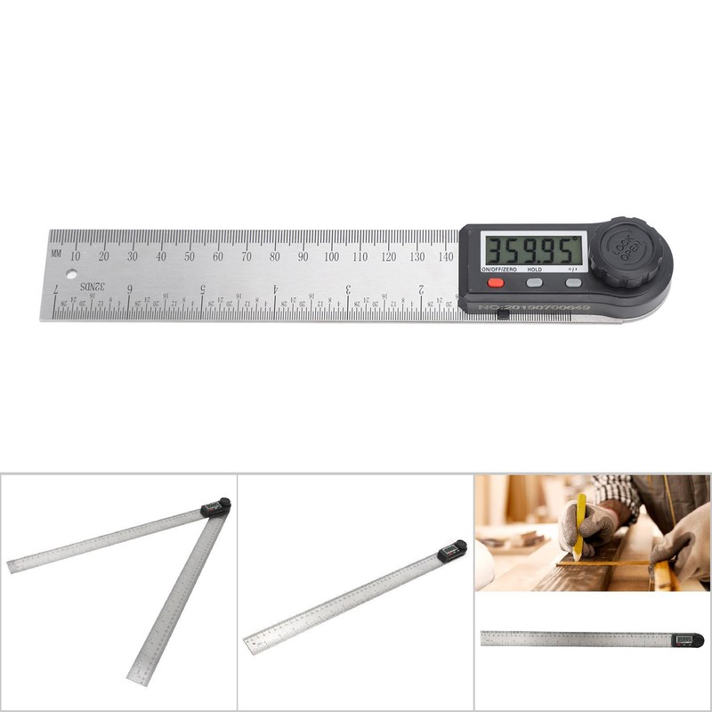 Digital Angle Ruler 200mm 360 Degree Lockable LCD Clear Display