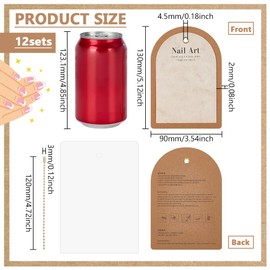 FINGERINSPIRE 12 Stück Displaykarten Zum Aufdrücken von Nägeln Mit Kette Zum Aufhängen 130x90mm Sandbraun Maniküre Displaykarten Mit Anleitung Zum Aufdrücken von Nägeln Für Maniküre Künstler