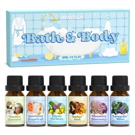 Bath Fragrance Oils Set, ARVIDSSON Natural Spa Essential Oils for Diffuser, Soap and Candle Making, Vanilla & Coconut, Lavender Bliss, Sparkling Grapefruit, Citrus Verbena, Amber Oud, Scented Oils