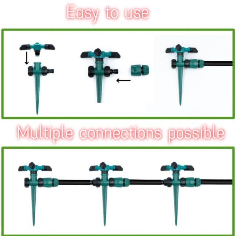 Goxfaca Garden Sprinklers, 2pcs Automatic 360° Rotating Lawn Sprinkler, Large