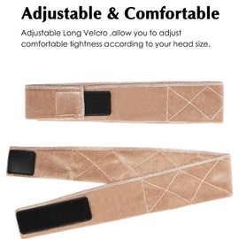 koskusder Beige 4 Pcs Stocking Wig Caps with 2 Pcs Wig Grip Bands Non-slip Scarf Adjustable Grip Bands for Women Nylon Stocking Mesh Dome Wig Caps Head Nets