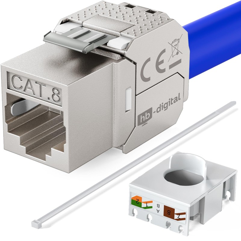 hb-digital 3-Port CAT 8 Network Socket Flush-Mounted RAL9010 + 3X