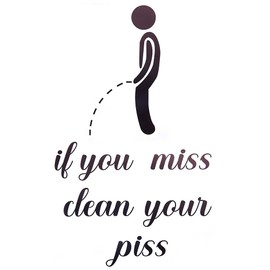 CREATCABIN 6Pcs Toilet Stickers If You Miss Clean You Piss Decals Decor Art Toilet Seat Vinyl Wall Decoration Mural Decals Waterproof Removable for Toilet Rules WC Restroom Bathroom 7.8 x 5Inch